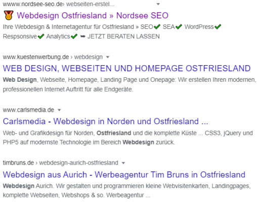 Nordsee SEO auf Platz 1